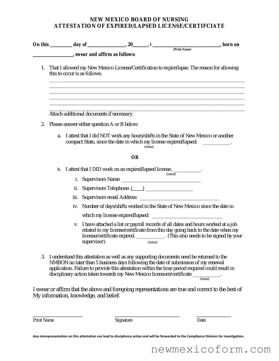 Fill Out a Valid New Mexico Board Of Nursing Template