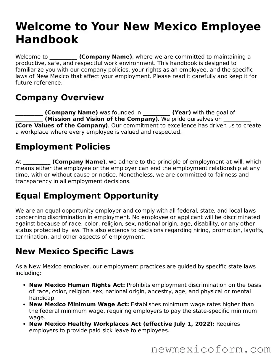Official  Employee Handbook Template for New Mexico