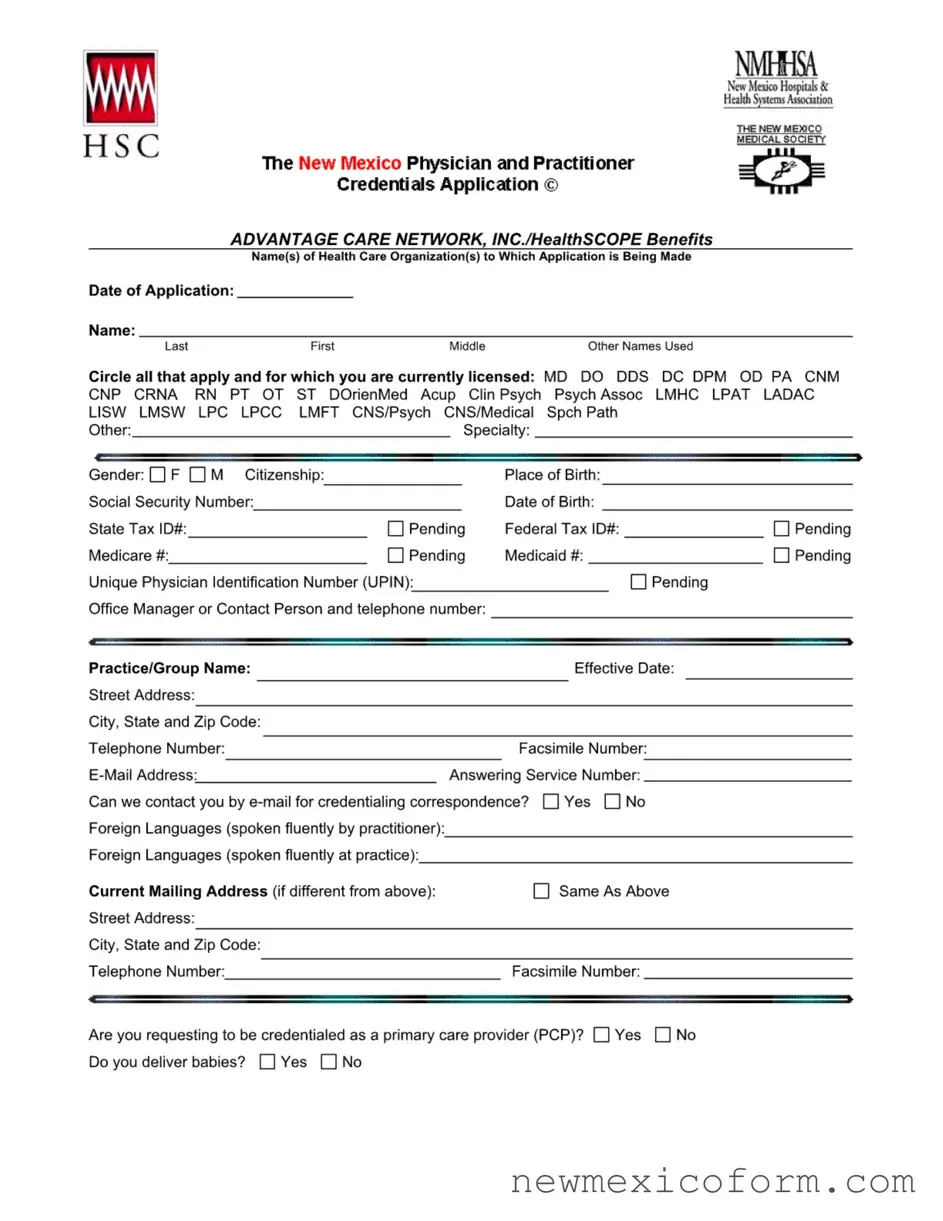 Fill Out a Valid New Mexico Credentialing Application Template