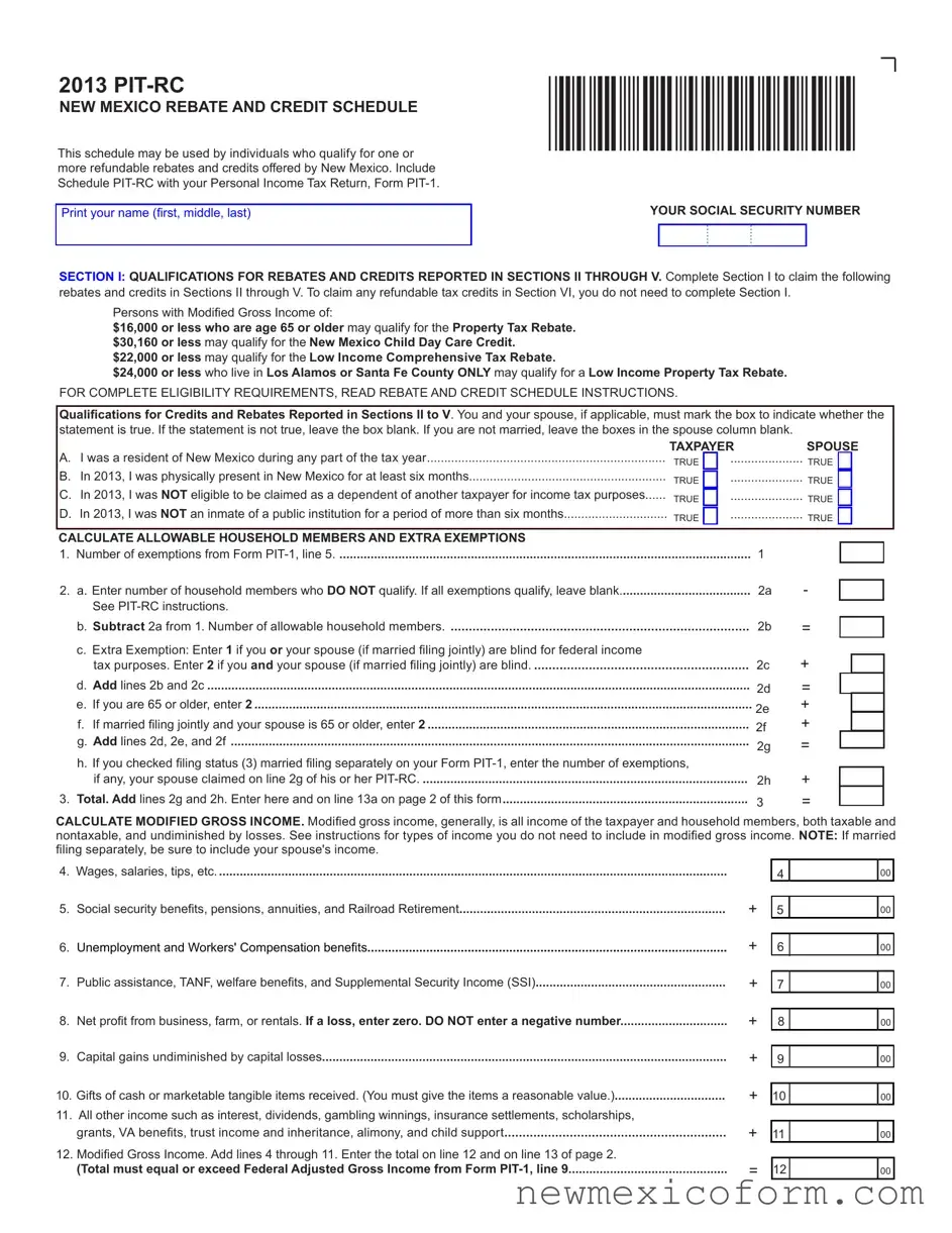 Fill Out a Valid New Mexico Pit Rc Template