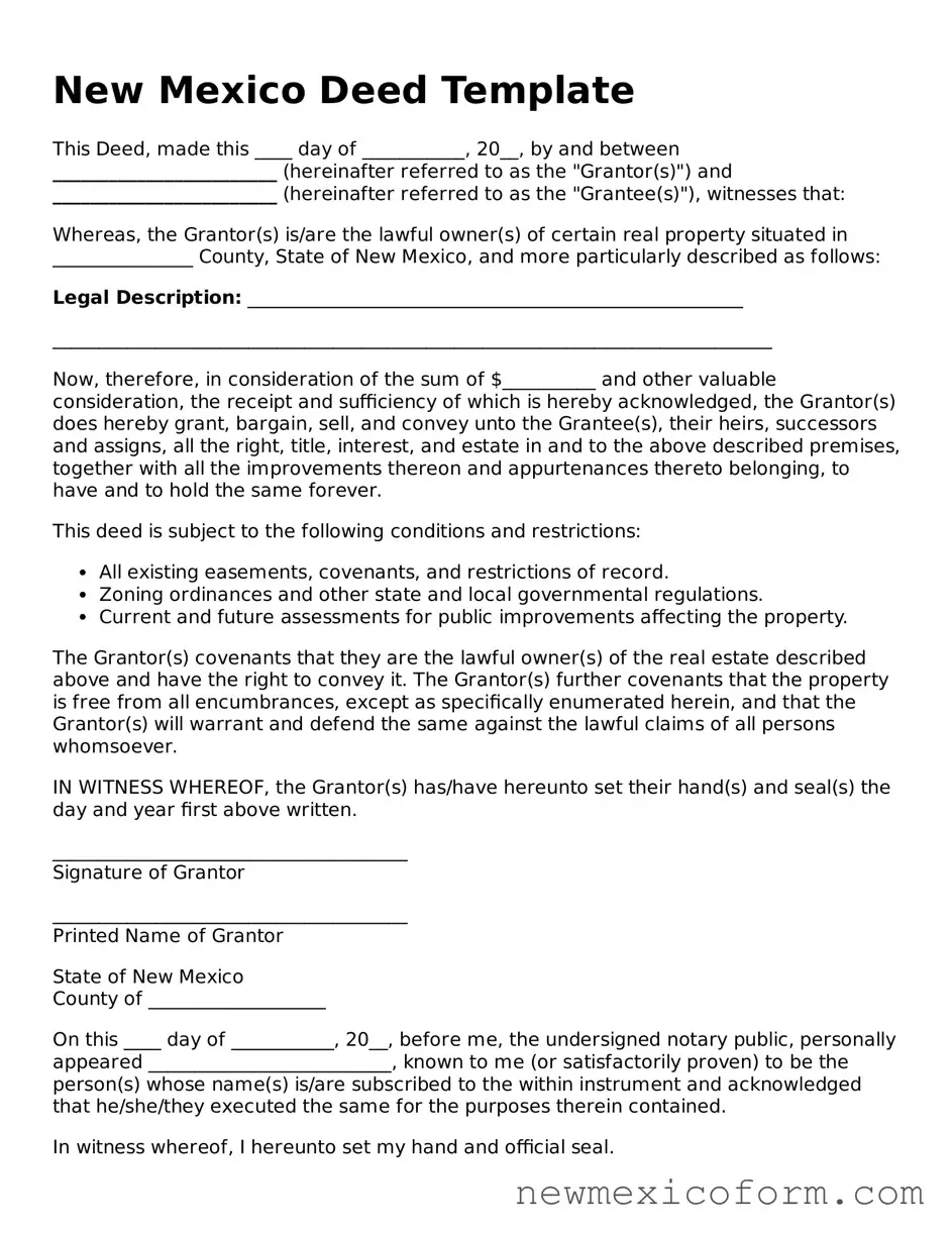 Official  Deed Template for New Mexico