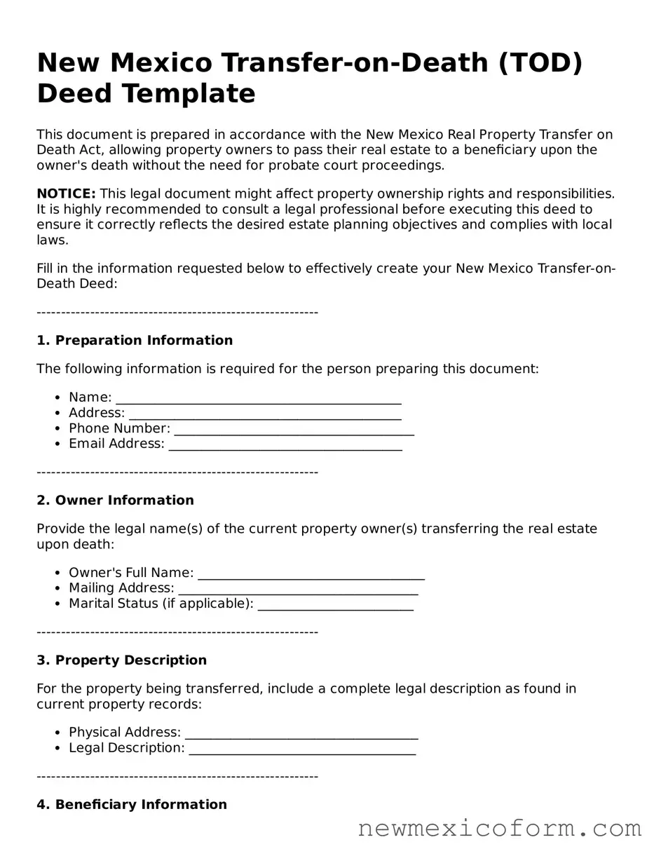 Official  Transfer-on-Death Deed Template for New Mexico