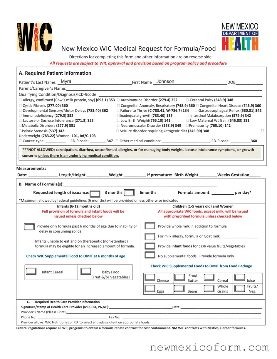 Fill Out a Valid New Mexico Wic Prescription Template