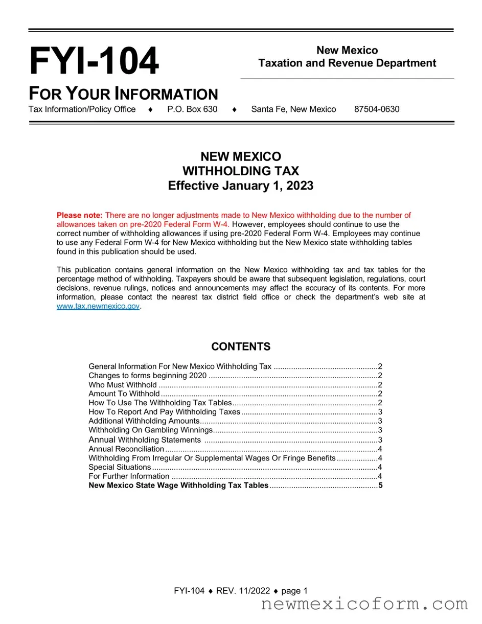 Fill Out a Valid New Mexico Withholding Template