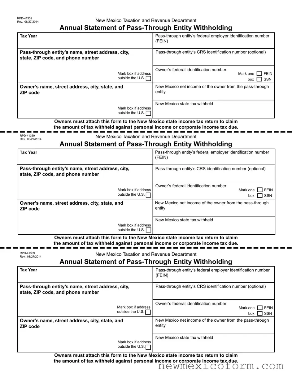 Fill Out a Valid Rpd 41359 New Mexico Template