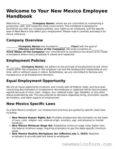 Official  Employee Handbook Template for New Mexico