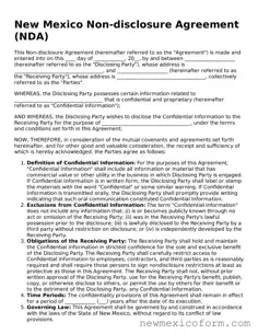 Official  Non-disclosure Agreement Template for New Mexico