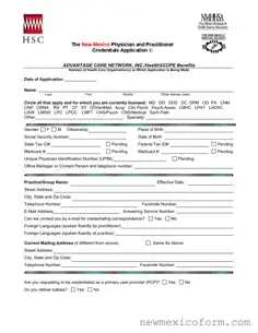 Fill Out a Valid New Mexico Credentialing Application Template
