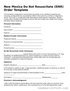 Official  Do Not Resuscitate Order Template for New Mexico