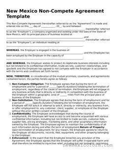 Official  Non-compete Agreement Template for New Mexico