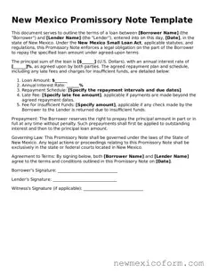 Official  Promissory Note Template for New Mexico
