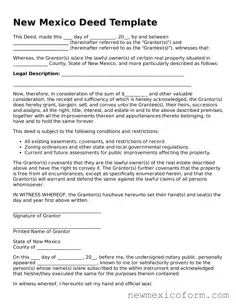 Official  Deed Template for New Mexico