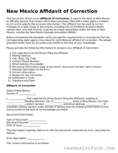 Official  Affidavit of Correction Template for New Mexico