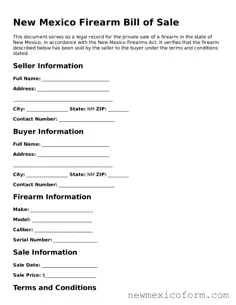 Official  Firearm Bill of Sale Template for New Mexico