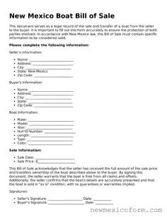 Official  Boat Bill of Sale Template for New Mexico