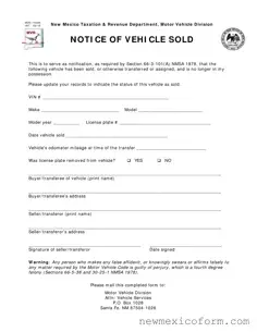 Fill Out a Valid Nm Mvd 10048 Template