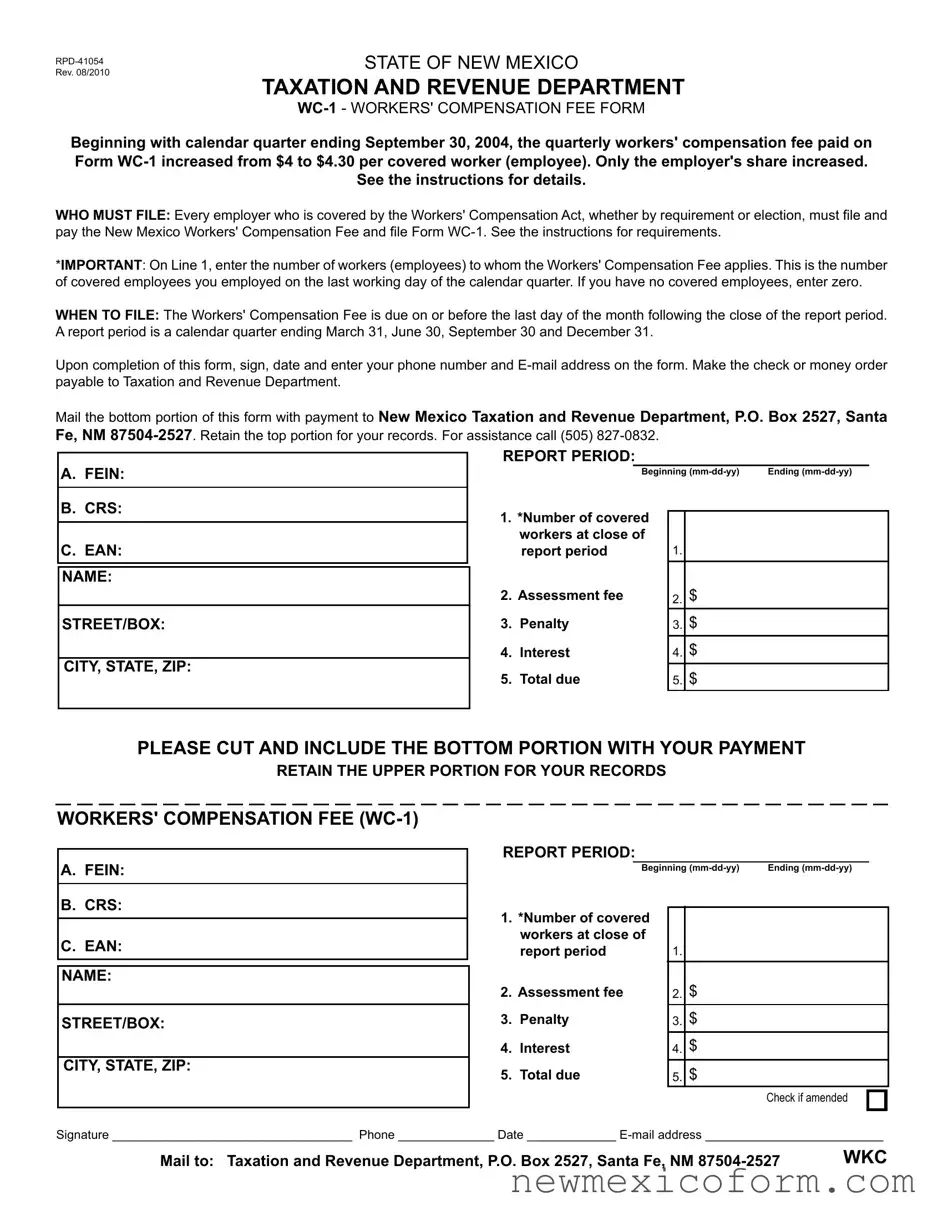 Fill Out a Valid State Of New Mexico Wc 1 Template